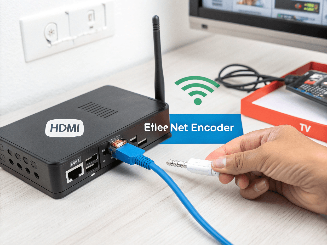 Hardware IPTV encoder and OBS software side by side