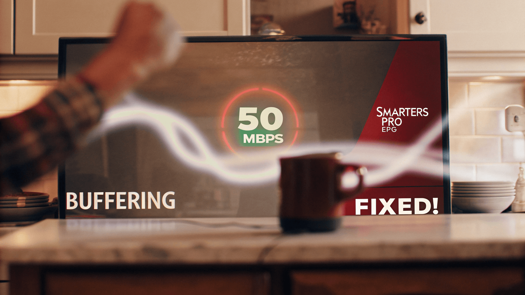Me with speed meter and IPTV Smarters Pro subscription EPG fix