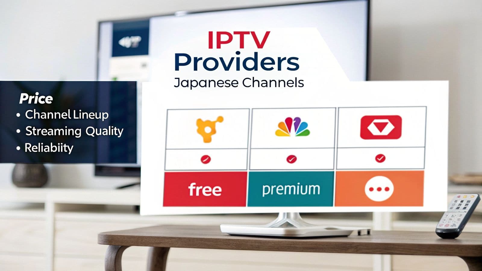 Infographic comparing IPTV providers for Japanese channels.